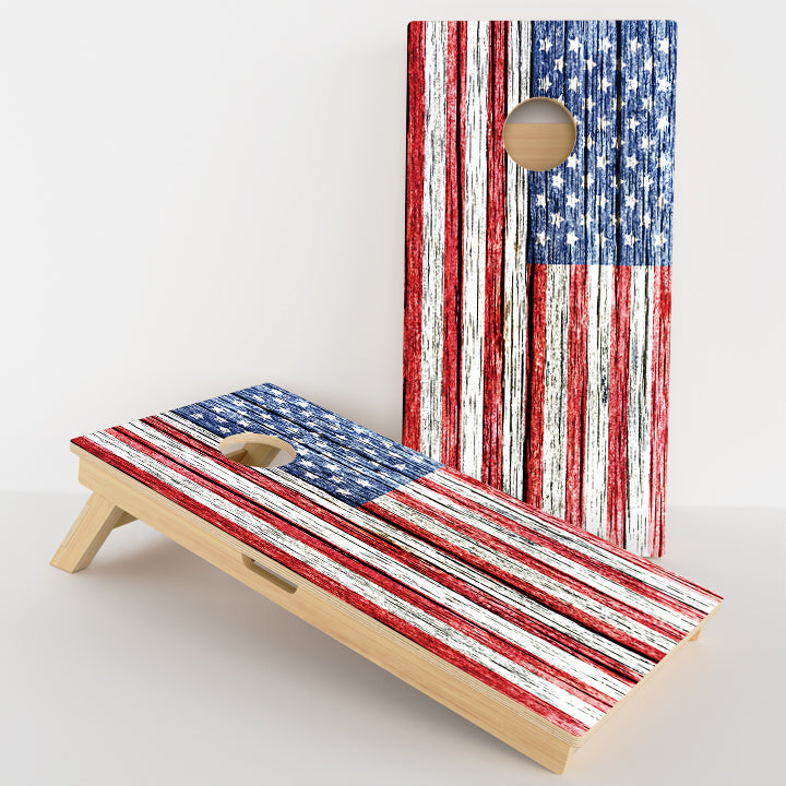 Rustic Wood Flag American Flag Professional Cornhole Boards