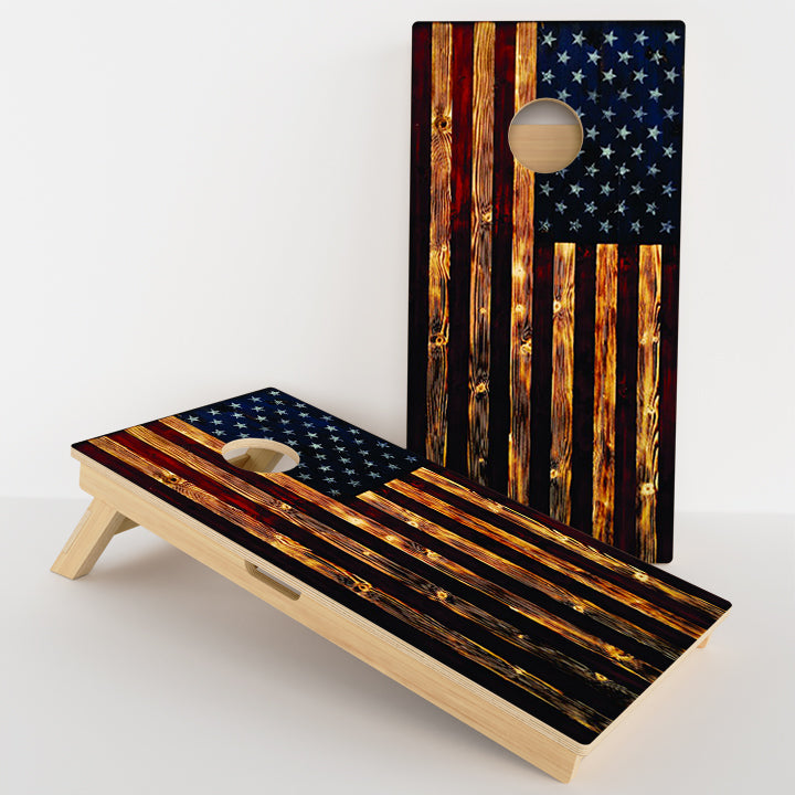 Rustic American Flag Professional Cornhole Boards