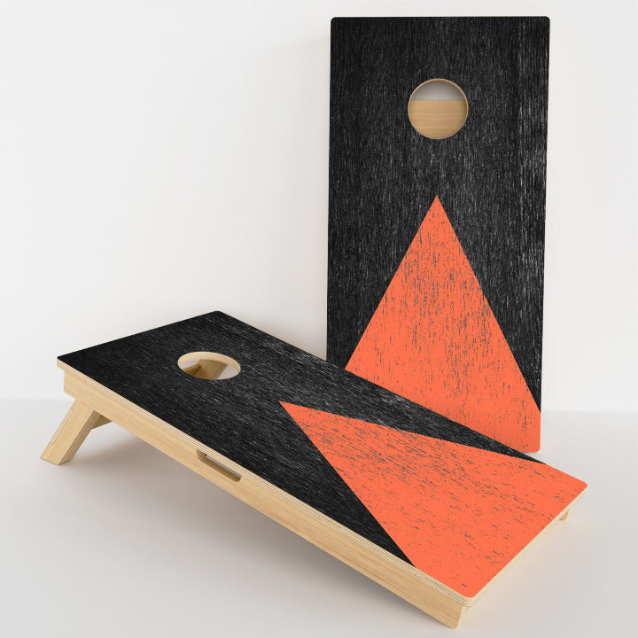 Wood Grain With Orange Professional Cornhole Boards