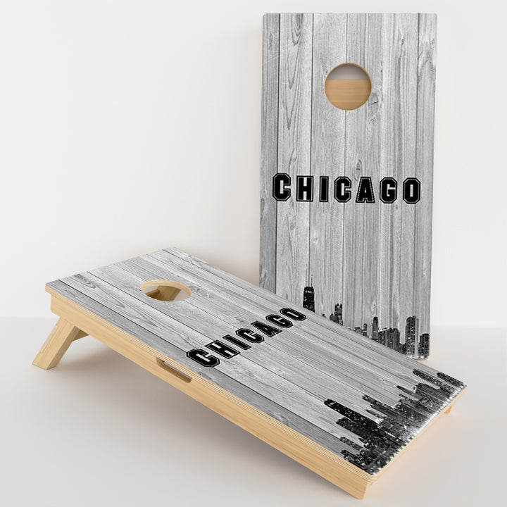 Chicago Black & White City Baseball Professional Cornhole Boards